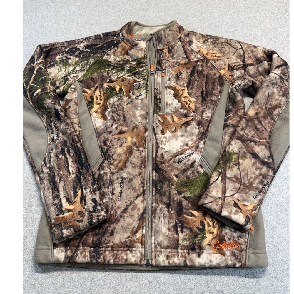 Cabela's Camo Fleece Jacket Women XL Full Zip Hunting Mossy Oak Style Most Repel